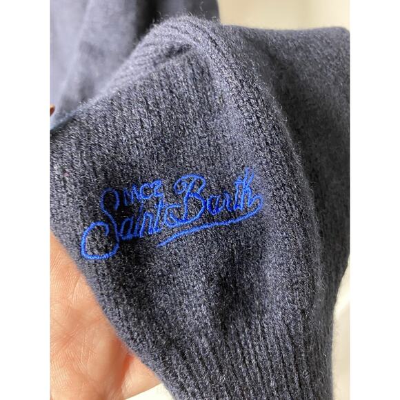MC2 Saint Barth Man Blue Navy Sweater I Hate Mountains Smurf Print Men's Large - Picture 3 of 8